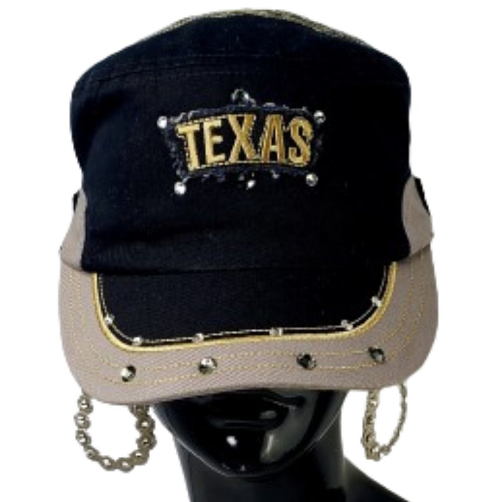 Texas Cadet Black & Tan Cap with Swarovski Crystals.